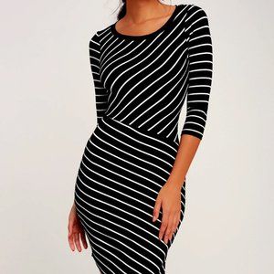 Asymmetrical Striped Midi Dress